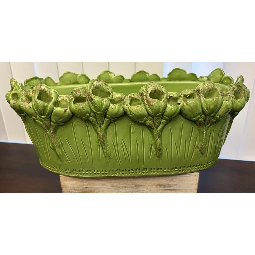 Les Fleur Oval Ceramic Centerpiece Abigail’s Hand Made In Italy Signed